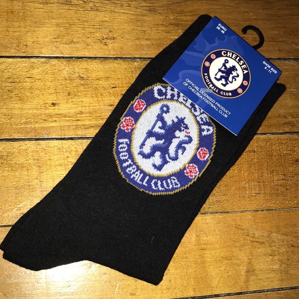 Chelsea Football Club Black Crew Socks with Crest